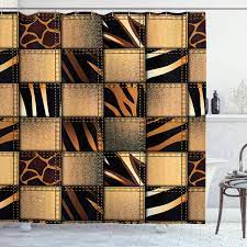 This curtain's fabric and color should go with the safari style adding more beauty and function to your bathroom. Buy Ambesonne Safari Shower Curtain Jeans Denim Patchwork In Safari Style Wilderness Design Art Print Cloth Fabric Bathroom Decor Set With Hooks 70 Long Brown Black Online In Indonesia B01j5ffkmi