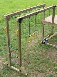 Kids Diy Monkey Bars For My A She Loves Swinging From Bars Diy Kids Playground Playset Outdoor Diy Playground