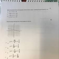Find the values of c and d. Write The Standard Form Of The Equation And Write The Slope Intercept Need Help With 7 Amp 8 Brainly Com