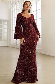 Sheri Long Sleeve Sequin Gown