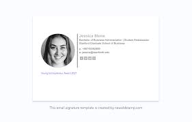 However, the email signature for a recent graduate should be filled in with some relevant details to catch the attention of the potential employer see an example: Email Signatures For University College And School Students Newoldstamp
