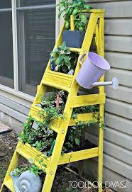 How To Make A Ladder Planter Vertical Herb Garden Old Wooden Ladders Garden Ladder