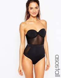Asos Tall Mesh Panel Cupped Swimsuit At Asos Com Swimwear Halter One Piece Swimsuit Swimwear Trends