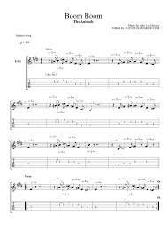 The Animals Boom Boom Guitar Tab Music Instrumental Guitar Tabs Electric Guitar Tablature Guitar Tabs Songs