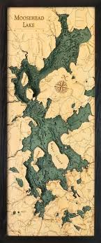 Moosehead Lake 3 D Nautical Wood Chart 13 5 X 31 East