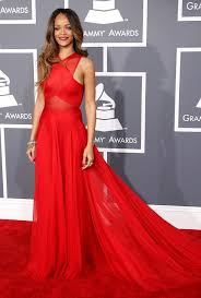 Rihanna Red Dress Grammys 2013 Red Carpet Outfit Celebrity Dresses Red Carpet Celebrity Dresses Rihanna Dress