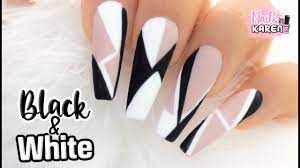 140 diseños de uñas decoradas en color negro. Diseno De Unas Blanco Negro Youtube
