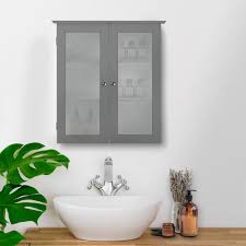Product title bamboo bathroom floor linen cabinet with glass door average rating: Elegant Home Fashions Bathroom Connor Wall Cabinet With 2 Glass Doors Grey Ehf 581g Teamson Home Ireland