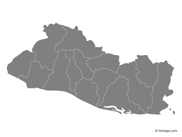 Grey Map Of El Salvador With Departments Free Vector Maps Map Vector Vector Free El Salvador