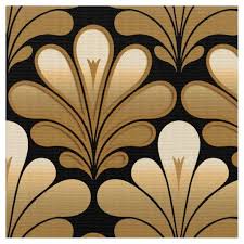 Black And Gold Art Deco Interior Art Deco Shell Pattern Gold And Black Fabric In 2020 Interior Design Art Deco Art Deco Interior