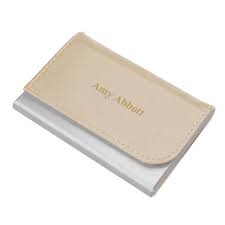 Check out this selection of custom business card holders! Faux Leather Business Card Holder Engraved Beige Business Card Holder Personalized Business Card Holder