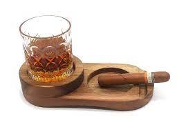 Wine cocktail glass whisky short glass european japanese bar creative personality whiskey transparent mountain whiskey glass with wooden base creative heat resistant beer glass liquor dispenser 6 shot glass wine whisky beer dispenser holder drinking games tools for. Rustic Wooden Cigar Ashtray Whiskey Glass Tray With Cigar Holder Slot To Hold Cigar Whiskey Accessory Set A Great Decor For Home Office Or Bar Great Gift For Men Valentines Gift Buy