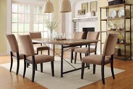 Home Elegance 2555 84 7 Pc Derry Collection Burnished Rustic Oak Finish Wood With Metal X Framed Base Dining Table Set Dining Table Dining Table In Kitchen Rustic Dining Table