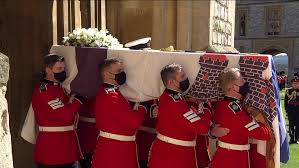 Prince of wales joins funeral procession behind duke of edinburgh's coffin as camilla watches on. Ywqytxph3uk Um