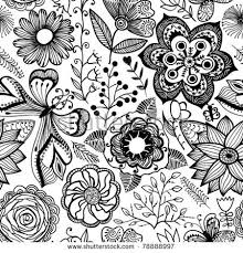 Black And White Floral Design Seamless Texture With Flowers And Butterflies Endless Floral Pattern Black And White Black And White Drawing Black And White Illustration Floral Stock Images