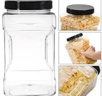 Amazon.com: Lawei 3 Pack Square Clear Plastic Jars, 98 Oz Wide Mouth  Storage Containers with Screw-On Lids, Refillable BPA Free Empty PET Jars  for Dry ...