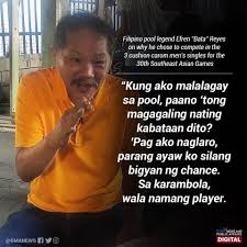 Efren bata reyes on wn network delivers the latest videos and editable pages for news & events, including entertainment, music, sports, science and more, sign up and share your playlists. Despite His Old Age And Right Shoulder Injury The 65 Year Old Efren Bata Reyes Will Play In The Carom Event Since There S No Other Athlete Left To Play Philippines
