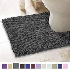 Product title5 piece bath rug, contour, lid, tank lid & tank cove. Itsoft Nonslip Shaggy Chenille Toilet Contour Bathroom Rug With Water Absorbent Machine Washable 21 X 24 Inches Ushaped Char