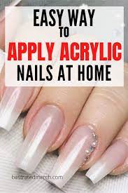 Tutorial How To Easily Apply Acrylic Nails At Home Acrylic Nails At Home Diy Acrylic Nails Gel Nails Diy