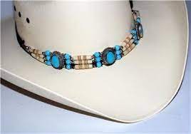 Western Buffalo Bone Hat Band Fit Cowboy Hatband Turquoise Black Hat Band Ebay Beaded Hat Bands Beaded Belt Hat Band