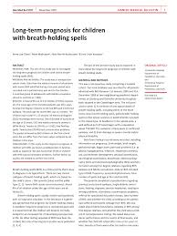 Pdf Long Term Prognosis For Children With Breath Holding Spells