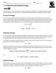 They are motion energy and stored mechanical energy. 7 1 Potential And Kinetic Energy Cpo Science