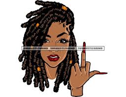 Black Woman Big Light Brown Eyes Gold Loc Bands Dread Locs Middle Fingers  Hand Graphic SVG Vector Cutting Files PNG JPG Cricut Silhouette