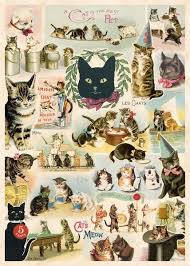 Cavallini Co Cat Collage Decorative Paper Sheet Cat Collage Cat Phone Wallpaper Vintage Posters Decor