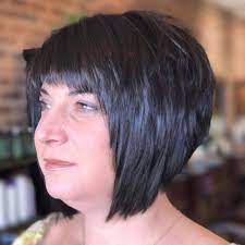 Choppy dark bob with fringe. Short Black Angled Bob With Choppy Layers And Choppy Brow Skimming Bangs The Latest Hairstyles For Men And Women 2020 Hairstyleology Choppy Bob Hairstyles Short Choppy Hair Bob Hairstyles