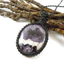 Banded Amethyst Necklace Macrame Jewelry Sobriety Necklace Amethyst Necklace I Love Jewelry Macrame Jewelry