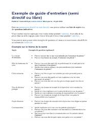 Exemple De Guide D Entretien Pour Un Memoire