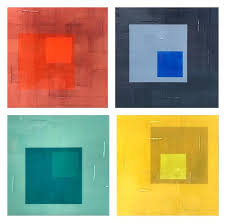 Fabric painting, stamping, stenciling, water color techniques, colored or metallic use for: Quadriptych Minimalism Series Mid Century 1 Color Block Painting By Peri Gutierrez Saatchi Art