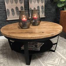 dimehouse baldo salontafel 90 cm industrieel rond mangohout salontafel industriele salontafels ronde salontafel