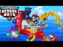 Transformers Rescue Bots High Tide Transforming Ship Rig Optimus Prime Shark Sub Heatwave Rescue Bots Transformers Rescue Bots Transformers