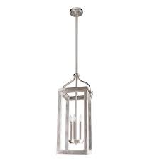 Eglo Westbury 5 Light Brushed Nickel With Painted Grey Driftwood Pendant 203296a The Home Depot Long Pendant Lights Farmhouse Pendant Lighting Eglo