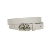 Balenciaga BB Extra Thin Leather Belt In White 20MM | ของแท้