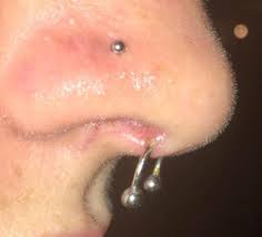 Double horizontal piercing, making two visible ends of a long jewelry on the tip of tongue look like snake eyes. Can Your Tongue Reject A Piercing