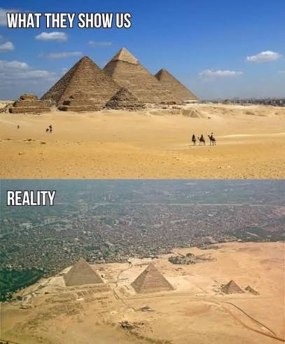 I had no idea the pyramids were this close to the city. A point of view can  change the perspective we have of the Giza pyramids. The Giza Pyramids are  located on