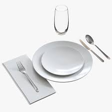 Paper napkins are appropriate for a casual setting, folded and set to the left of forks. Casual Table Setting Model Turbosquid 1497291