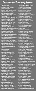 Budget interior design business names : 200 Most Creative Decoration Company Names Business Name Idea Business Names Names For Homes