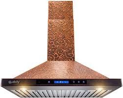 Kitchen vent hood brown cabinets range hoods custom metal house painting stairs bronze kitchens crafting. Amazon Com Akdy Wall Mount Range Hood Embossed Copper Hood Fan For Kitchen 4 Speed Professional Quiet Motor Premium Touch Control Panel Elegant Vine Design Dishwasher Safe Baffle Filters 30 In Appliances