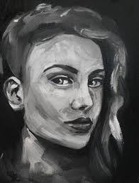 Black And White Self Portrait Art Modern Grayscale Female Portrait Oil Painting By Erika Lancaster At Etsy Oils On Canvasboard Homedecor Homedecori Small Paintings Painting Original Wall Art