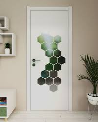 Door Decorations Ideas Using Hexagon Mirror Stickers Bedroom Door Decorations Diy Interior Decor Interior Paint Colors For Living Room