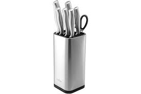 Check spelling or type a new query. Laxinis World Universal Knife Block Stainless Steel Modern Rectangular Design With Scissors Slot Knife Holder Countertop Storage Holds 12 8 Blade Knives 9 1 By 4 Kogan Com