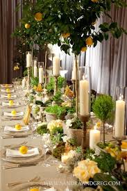 Citrus And Orange Tall Wedding Centerpiece Http Www Himisspuff Com Citrus Wedding Decor Ideas 3 Beautiful Table Settings Wedding Table Table Settings