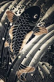 Black And Gold Koi Tattoo Gold And Black Show Wealth Honour And Glory Like The Traditional Japanese Tattoos Show In The Underworld Of Ja Japanese Tattoo Japanese Art Japanese Textiles