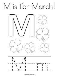 March black and white pictures. M Is For March Coloring Page Twisty Noodle
