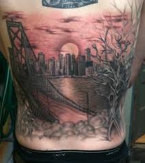 A unique space in the east bay, we have evolved into a . Bay Bridge By Kristina At Black And Blue Tattoo Sf Black And Blue Tattoo Blue Tattoo Bridge Tattoo