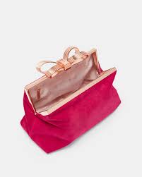 Ted Baker Suede Bow Clutch Bag In Deep Pink Pink Lyst