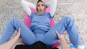 Babe in hijab Penelope Woods having sex in POV 15 photos